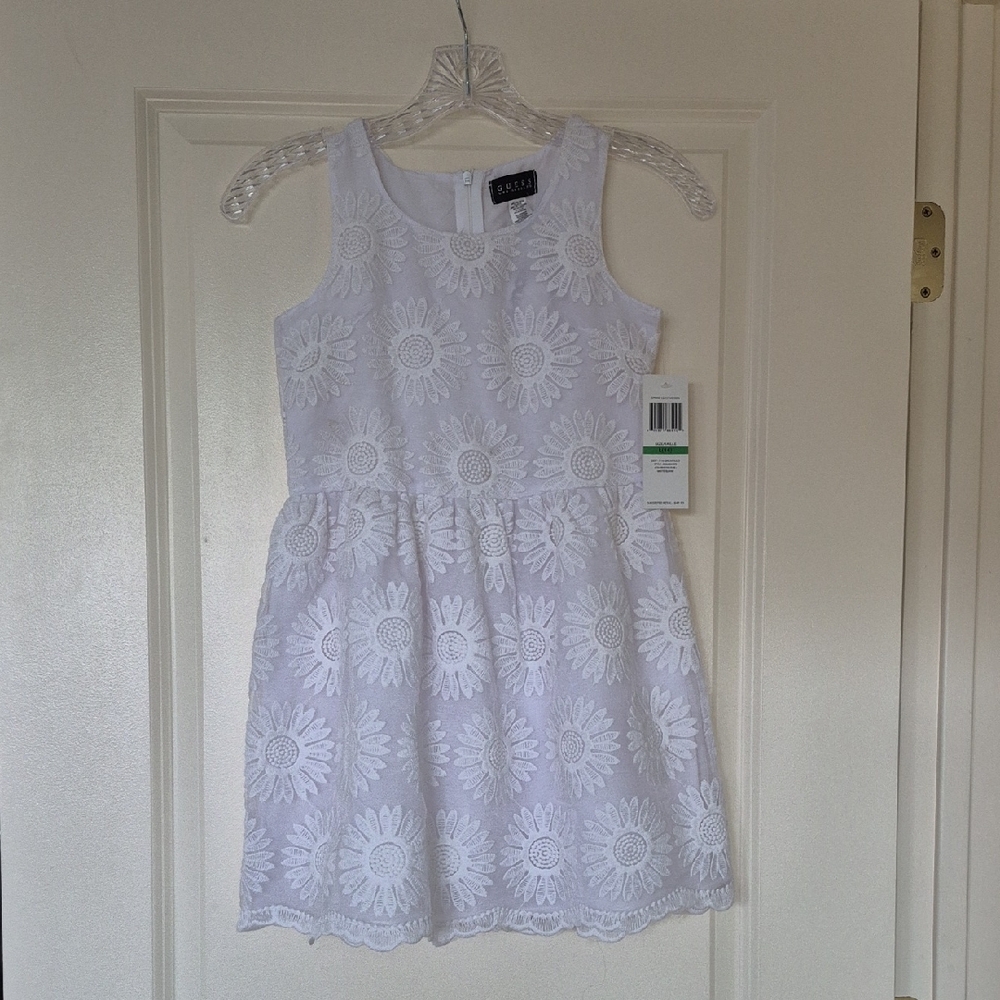 Guess White Sleeveless Scoop Neck Sundress